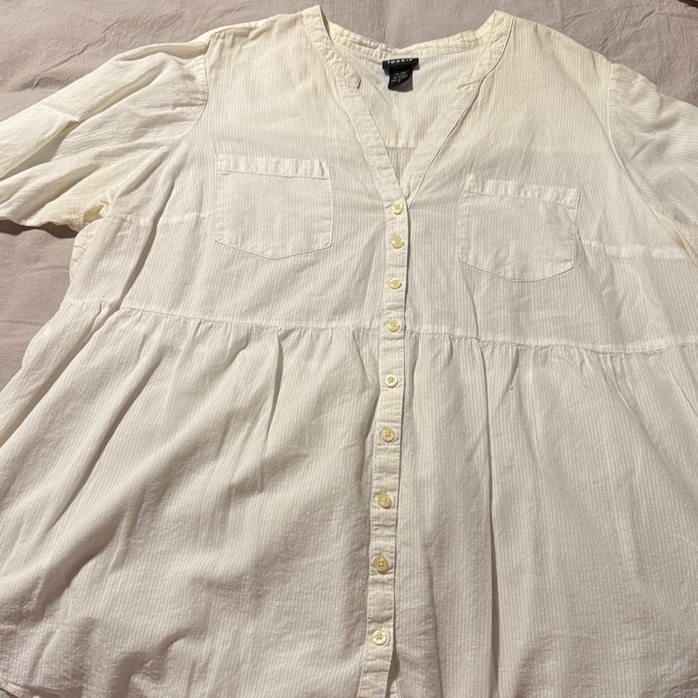 Torrid Ivory V-Neck Blouse 3
